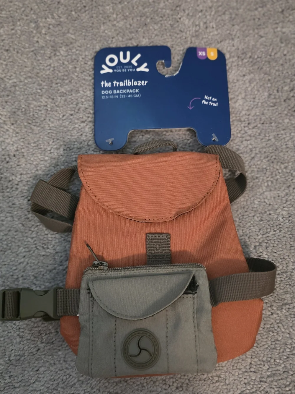 The Trailblazer Dog Backpack in Rust Orange And Tan